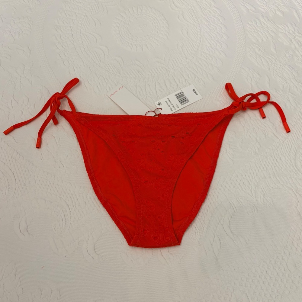 Red Carter Scorching Hot Eyelet Side Tie Bikini Bottom Red Large Sexy Summer